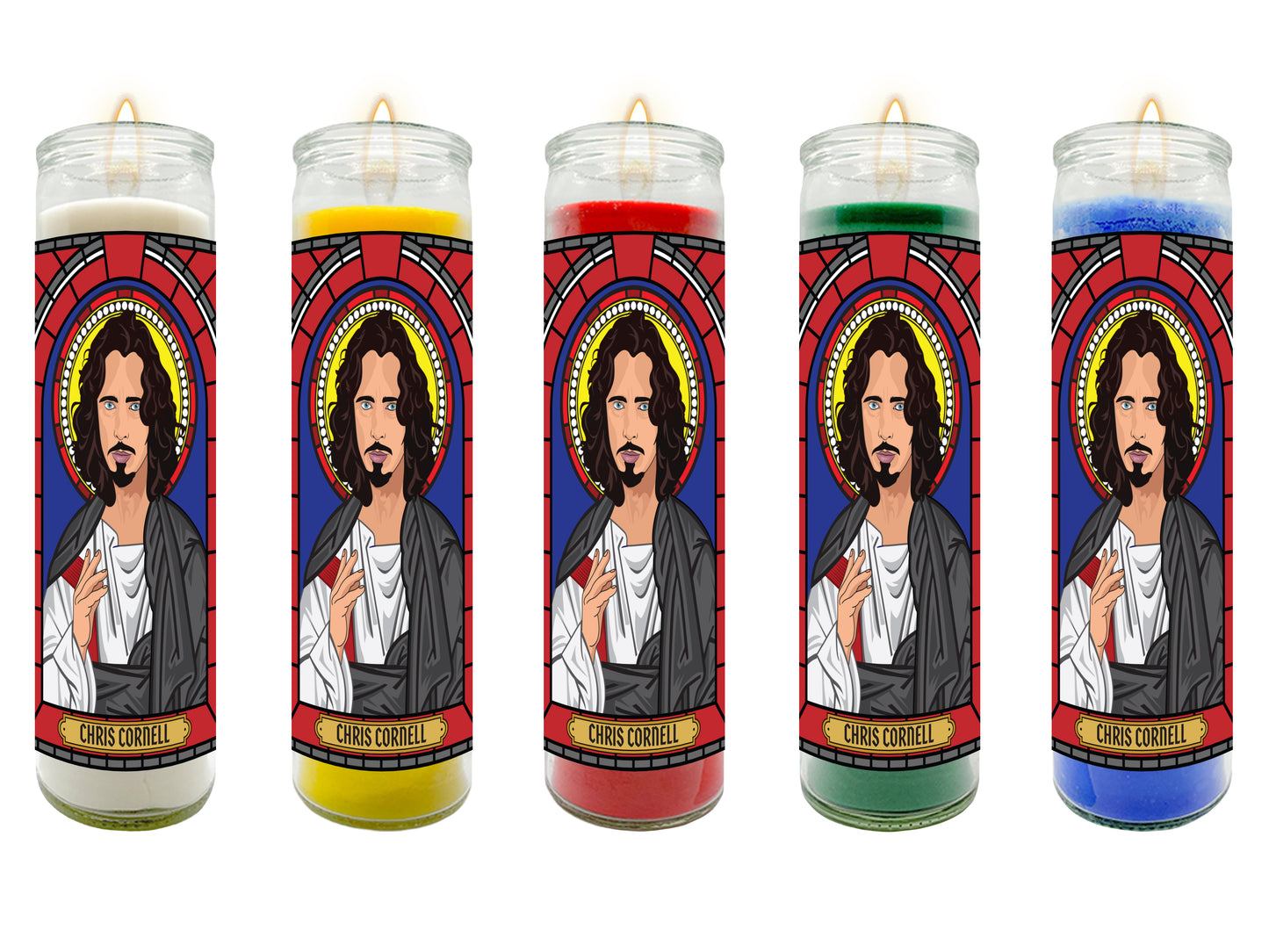 Chris Cornell Soundgarden Audioslave Temple of the Dog Illustrated Prayer Candle