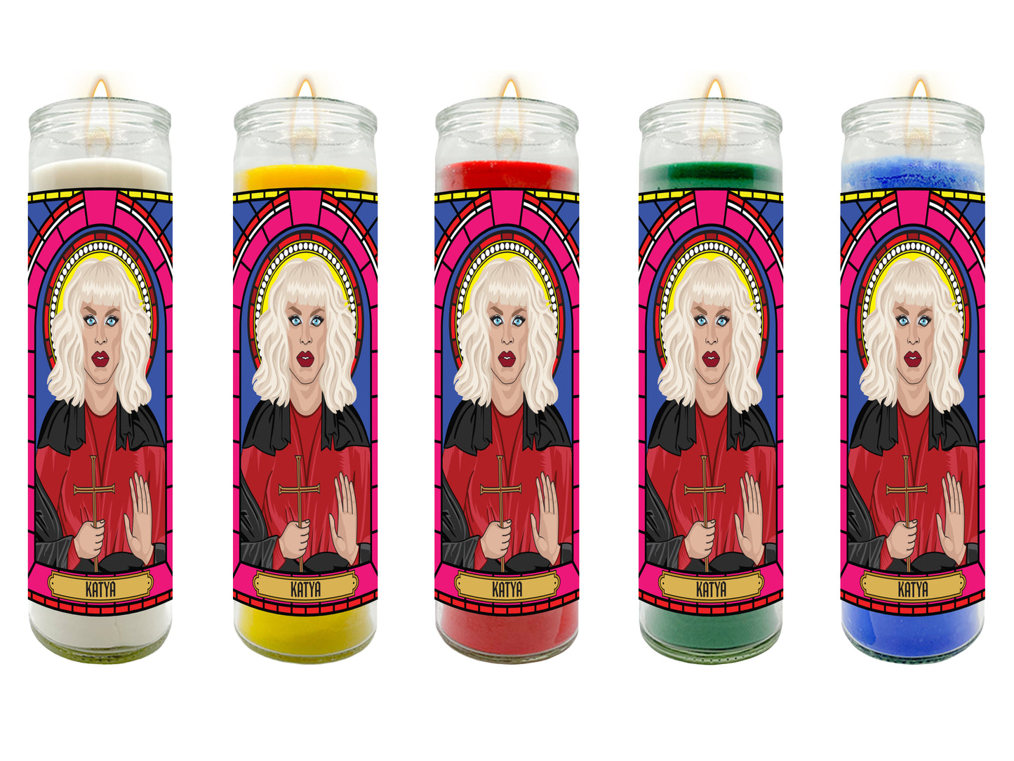 Katya Zamolodchikova Illustrated Prayer Candle