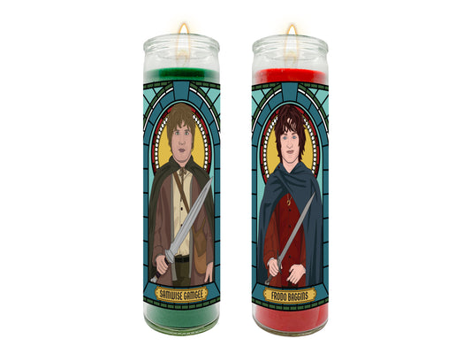 Frodo and Samwise Lord of the Rings Illustrated Prayer Candle Set