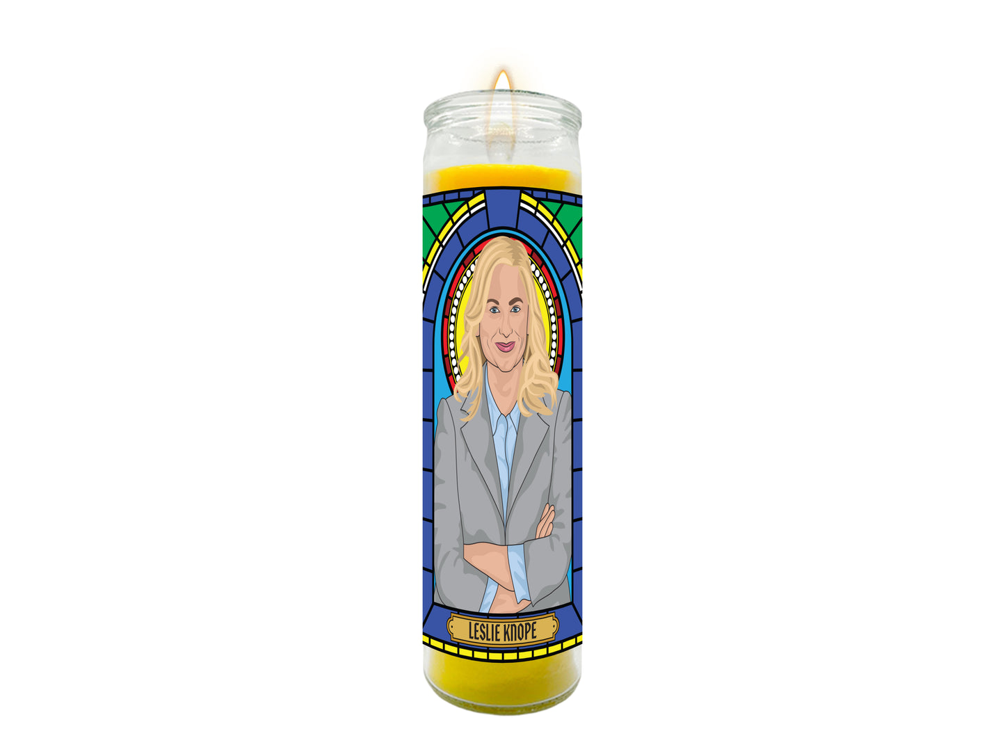 Leslie Knope Parks and Rec Illustrated Prayer Candle