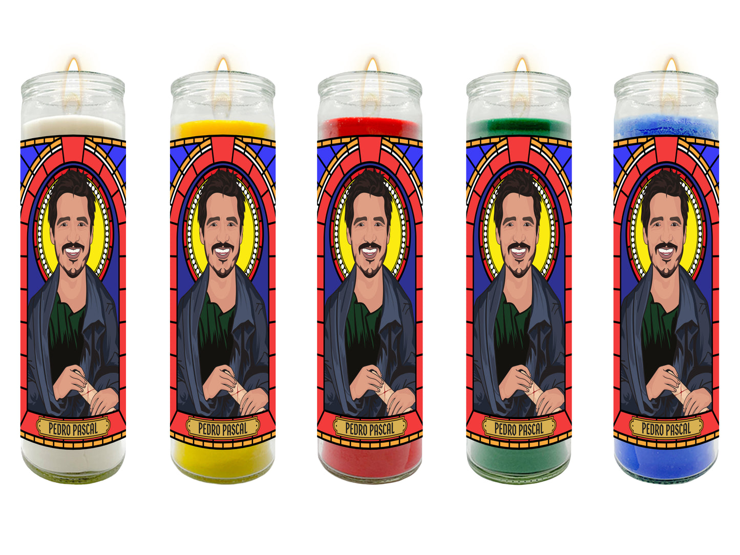 Pedro Pascal Illustrated Prayer Candle